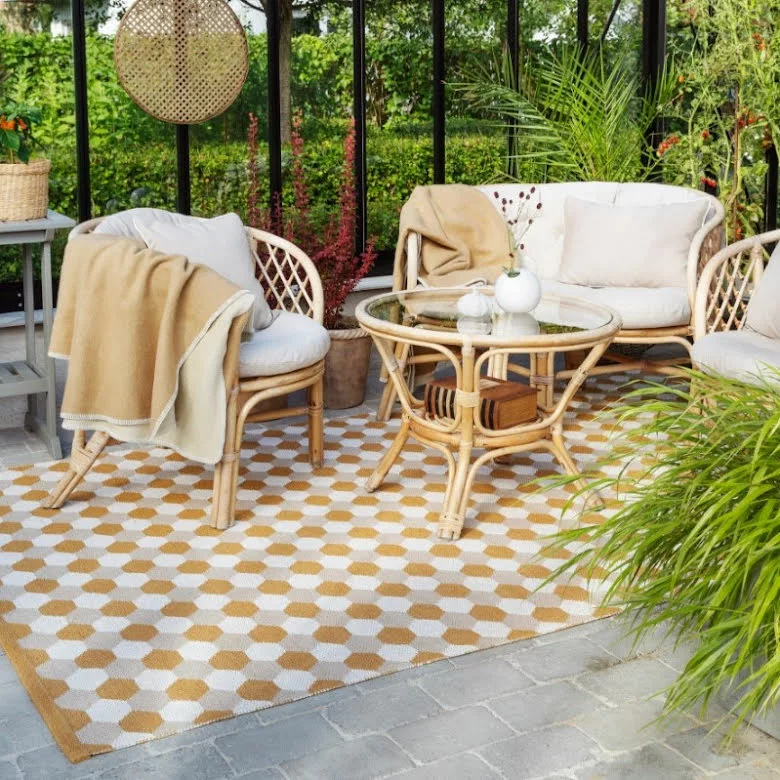 Pappelina Dana Plastmatta Ochre/Beige/Vanilla - Bild 3